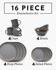 Enamel Dining Set - 16pc