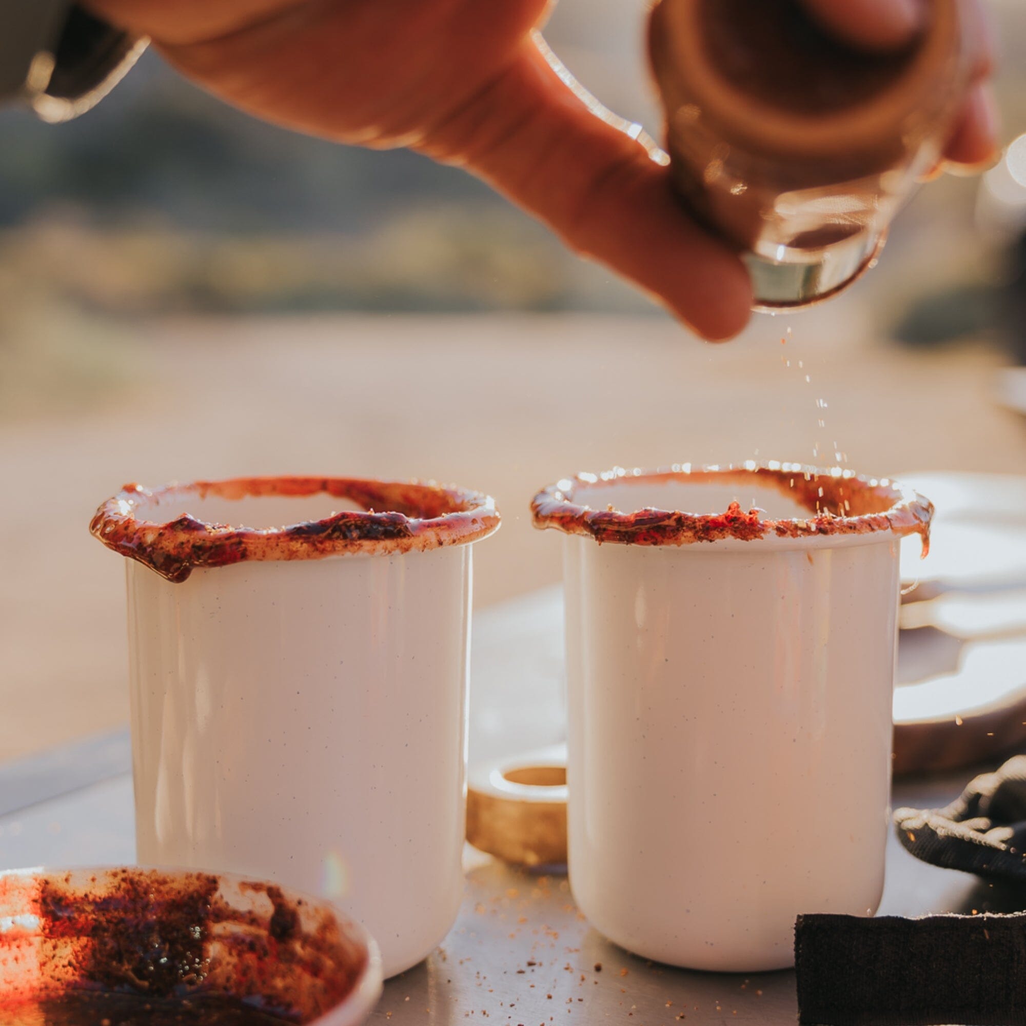Rolled Enamelware Cup Set